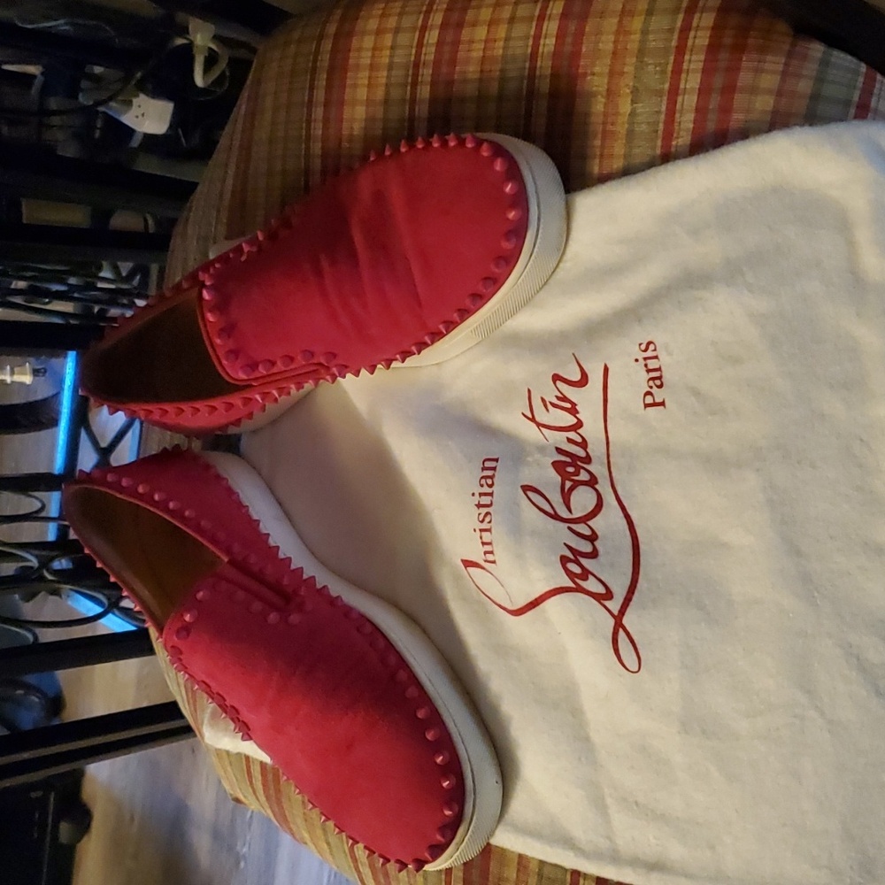 Authentic Christian Louboutin Hot pink Studded Loafers